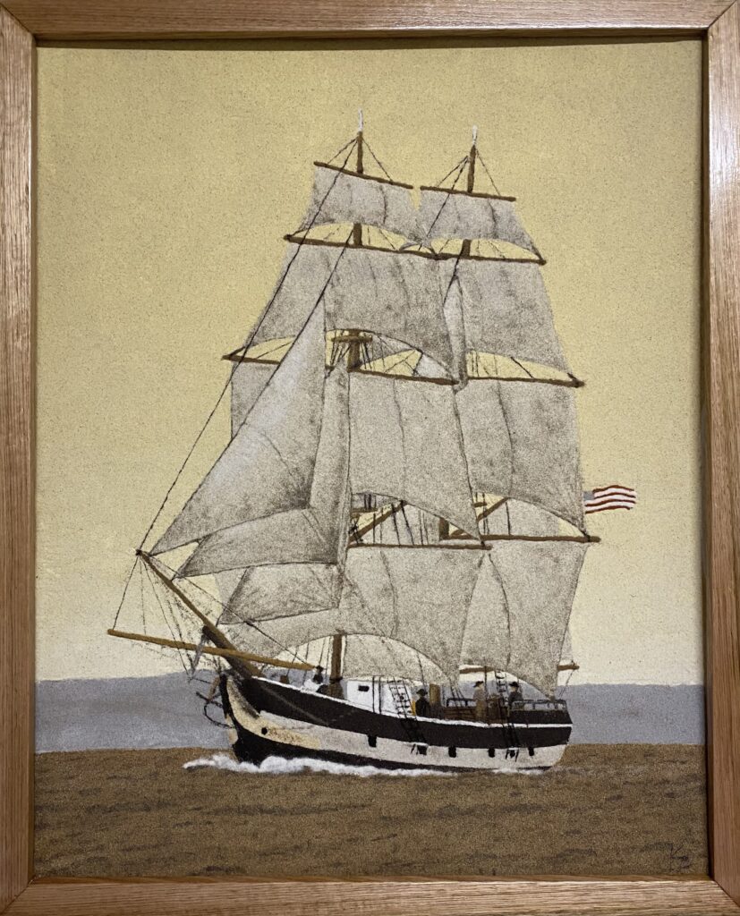 Pilgrim Tall Ship Painting in sand